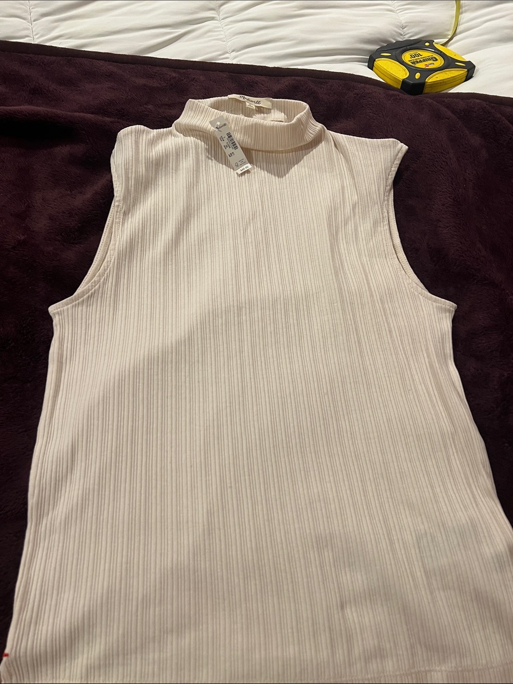 Madewell Sm Sleeveless Ribbed Mock Neck Top - Cream